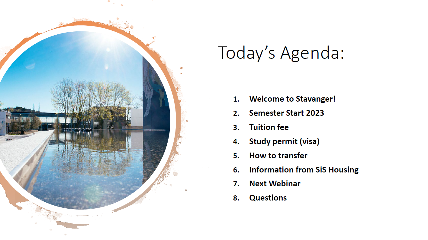 Pre Arrival Webinar #1 Agenda