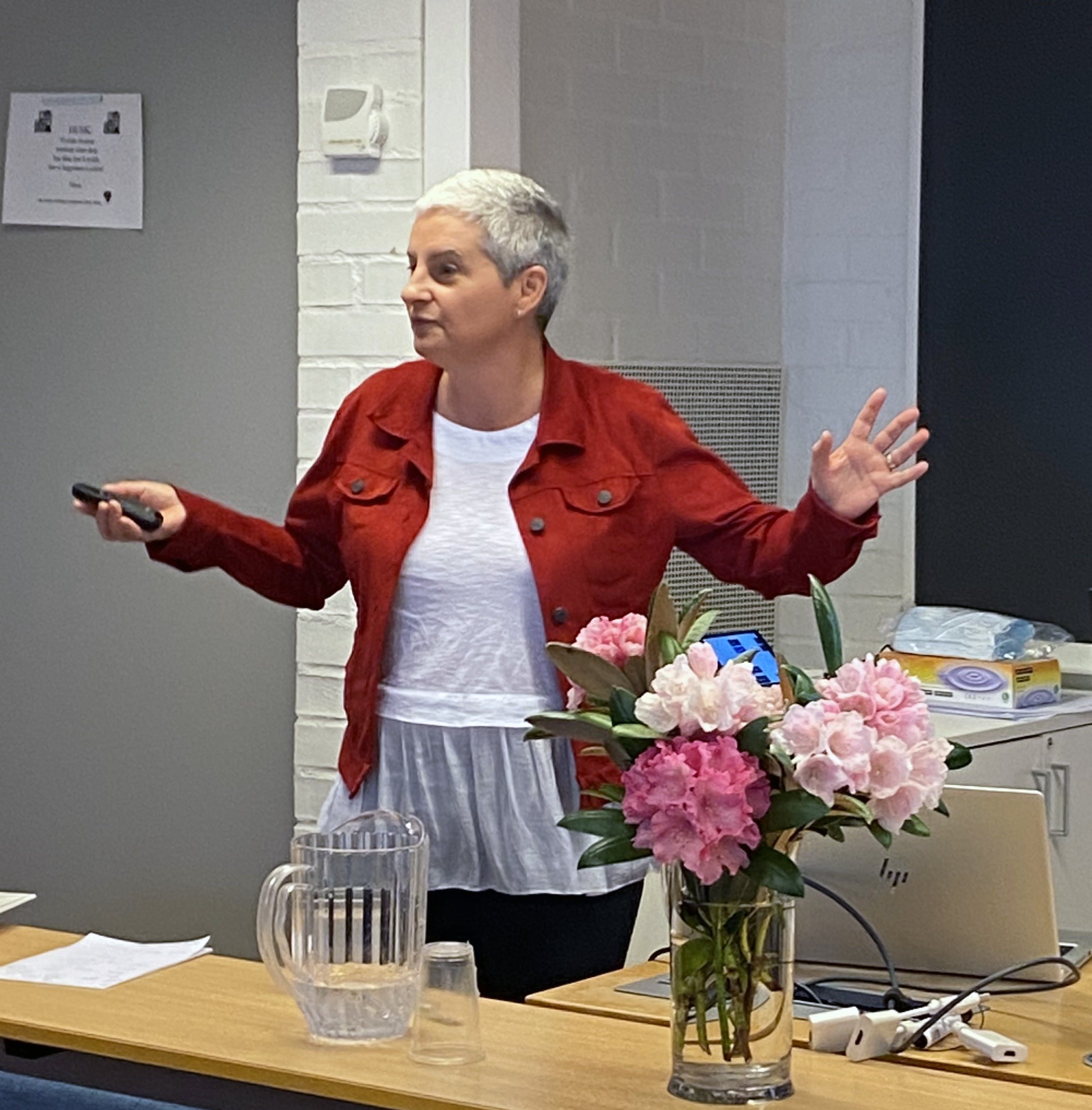 Woman giving a presentation.