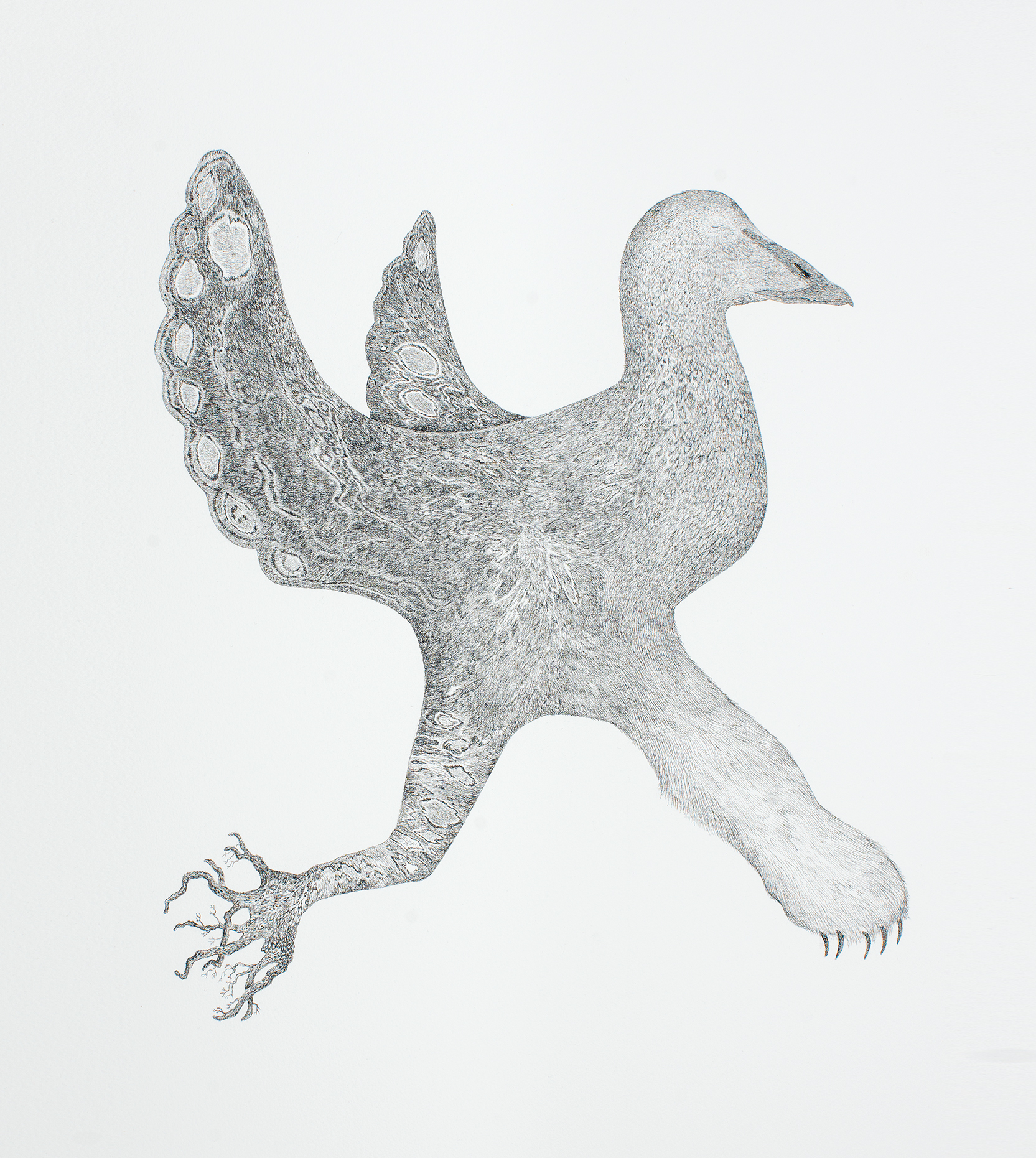 Tegning av en tupilaq av kunstner Tanja Thorjussen til kunstutstillingen Eden and Everything After på Arkeologisk museum.