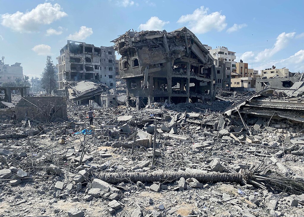 Ruiner etter bombing av noen hus