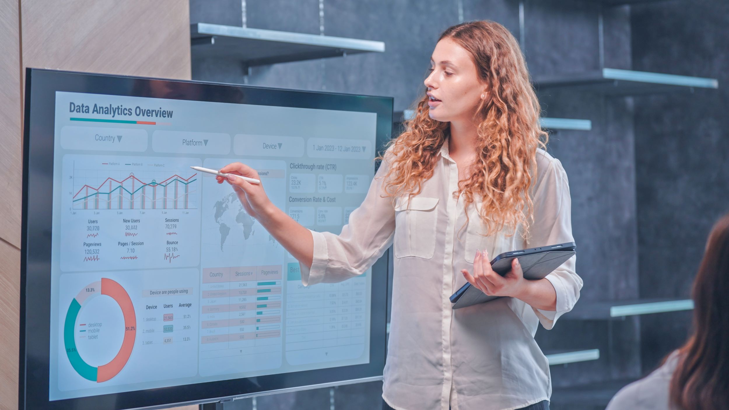 Businesswoman presenting in a office meeting room
