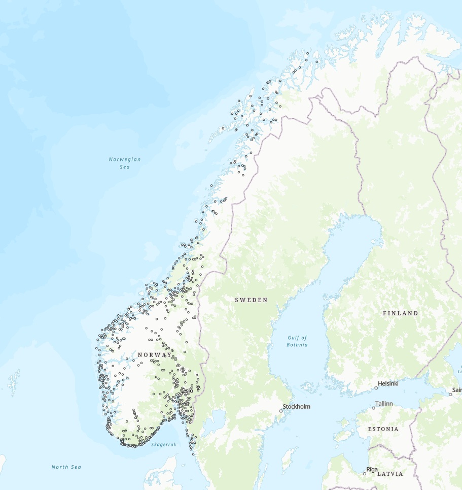 Kart som viser plassering av veter