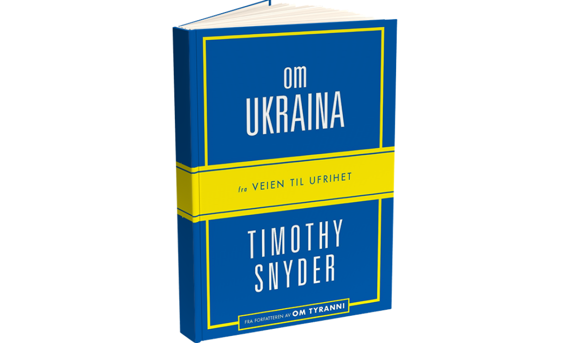 Bok om Ukraina med blå bakgrunn med gul stripe på midten