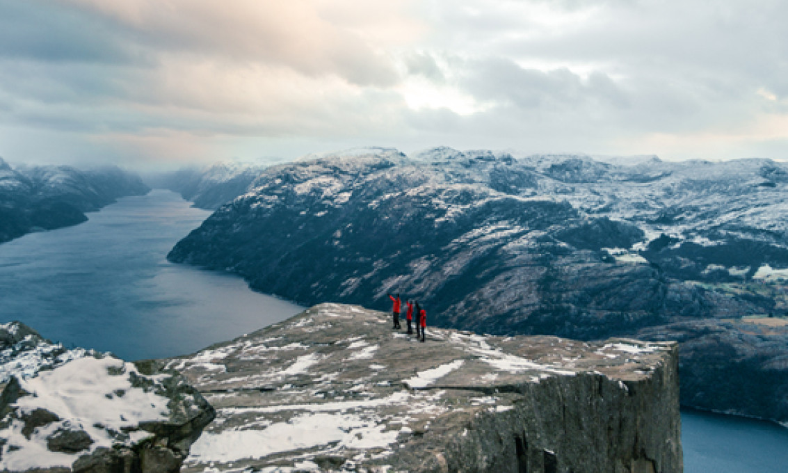 Snø på Preikestolen