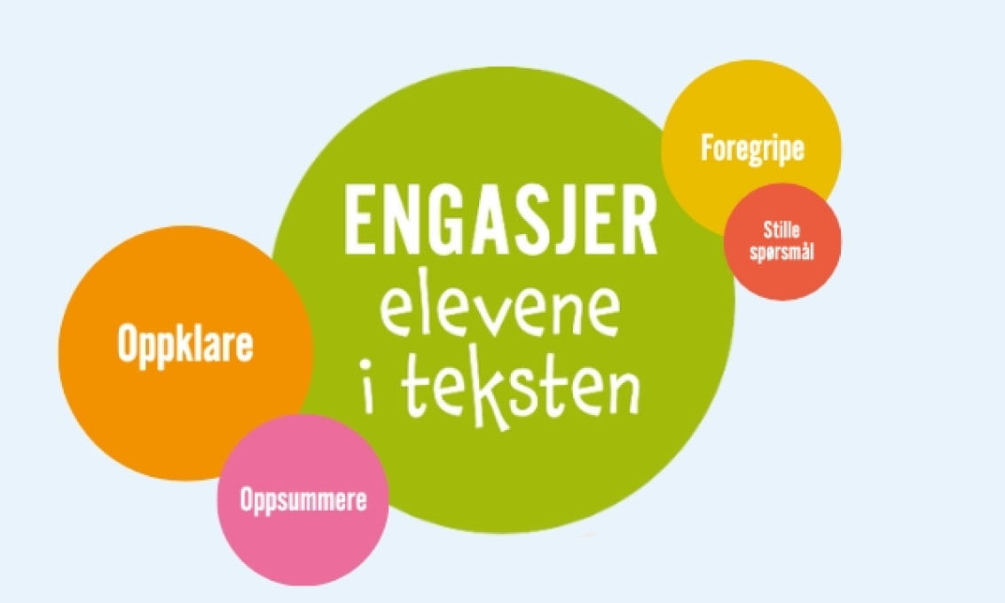 Skjermdump av plakat. Tekst i bilde: Engasjer elevene i teksten