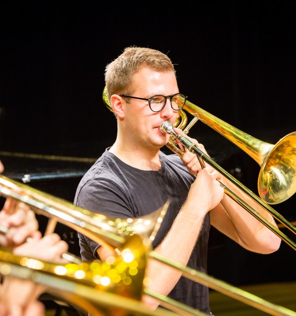 Trombonestudenter ved Fakultet for utøvende kunstfag, campus Bjergsted. Foto: Marius Vervik