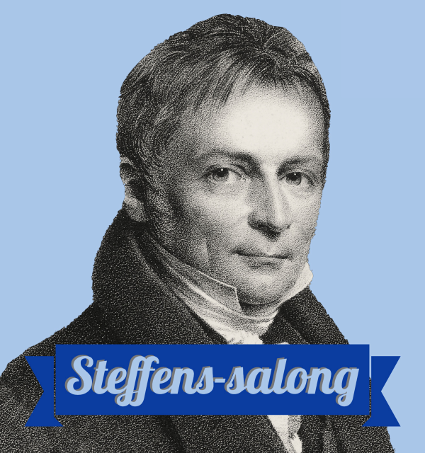 Grafisk illustrasjon med portrettbilde av Steffens
