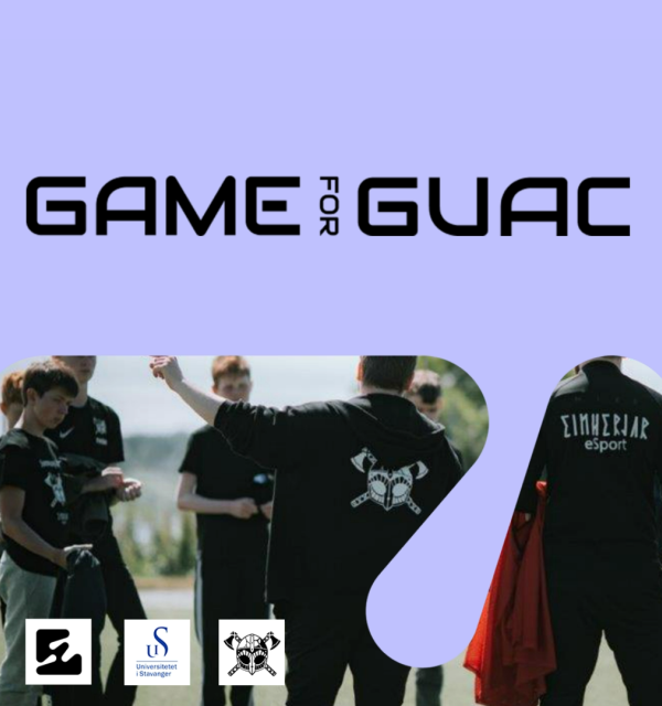 Grafikk med teksten Game for guac over et bilde av en gruppe ungdommer