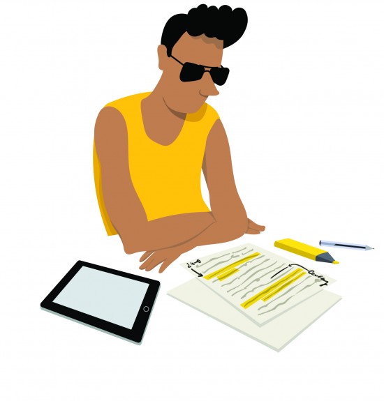 Ivrig student i biblioteket