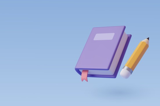 illustrasjon av en bok og en blyant