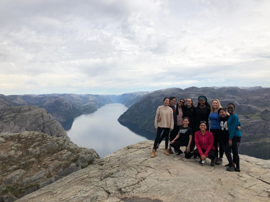 Part of the class on top of Preikestolen.