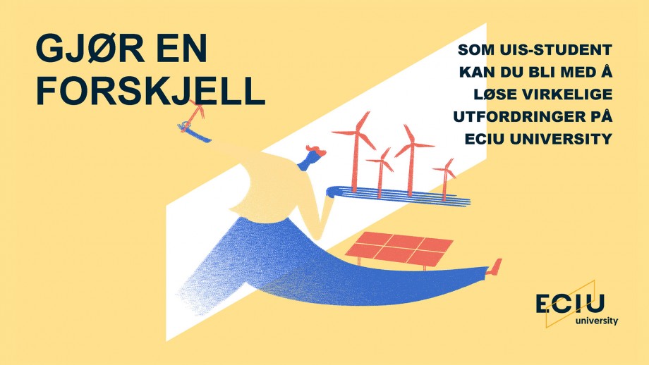 Illustrert banner som oppfordrer studenter til å bli med på ECIU University