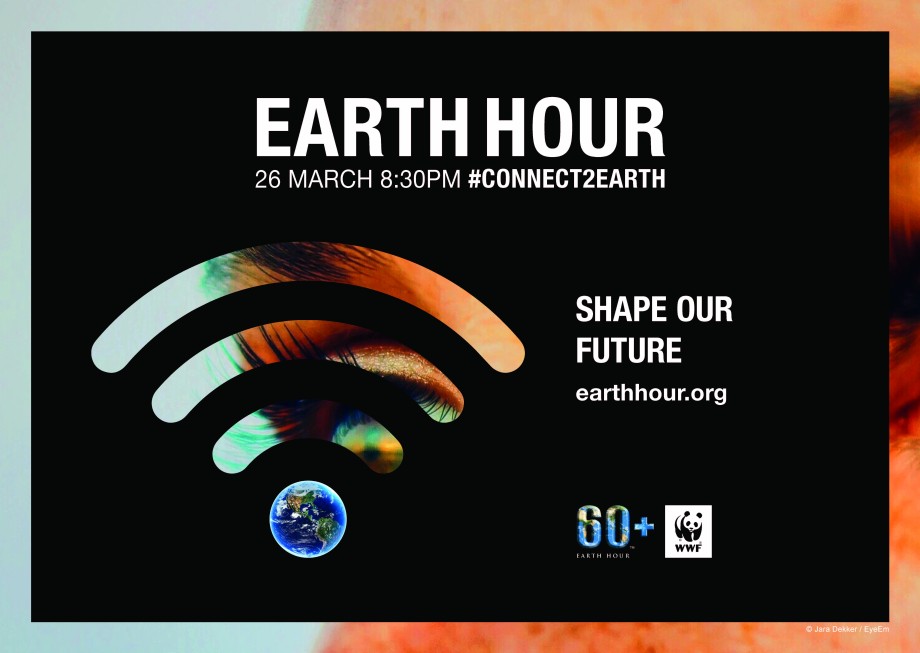 Plakat hvor det står skrevet "Earth Hour"