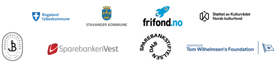 Logokollasj av trofaste støttespillere til Bjergsted Brass Festival: Rogaland fylkeskommune, Stavanger kommune, frifond.no, Støttet av Kulturrådet Norsk kulturråd, Bergesenstiftelsen, Sparebanken Vest, Sparebankstiftelsen DNB, Tom Wilhelmsens Stiftelse