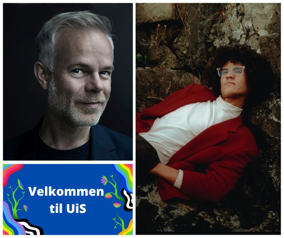 Collage med Portrettfoto og teksten Velkommen til UiS