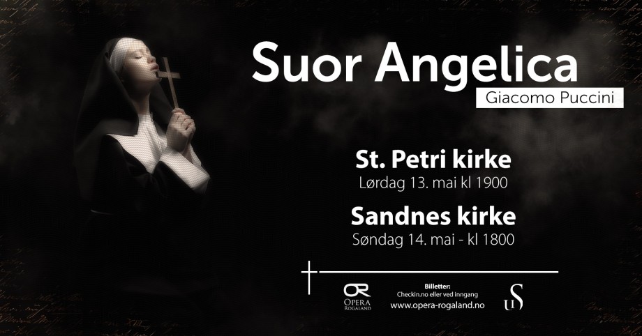 Plakat for Suor Angelica, opera. Med bilde av ei nonne