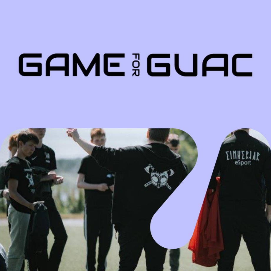 Grafikk med utsnitt av bilde av en gruppe ungdommer og overskriften Game for guac