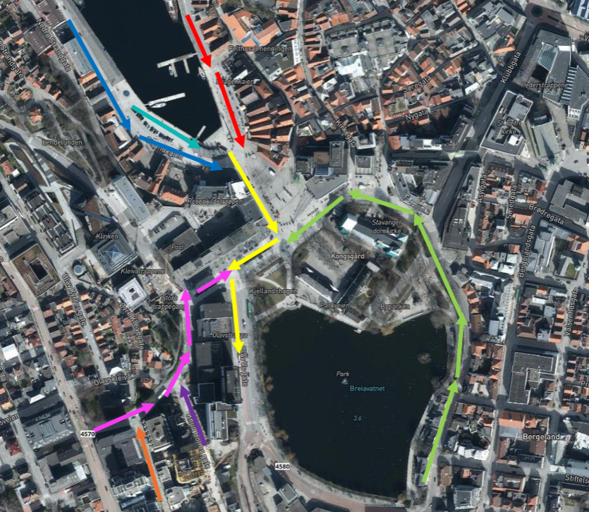 Kart over Stavanger sentrum