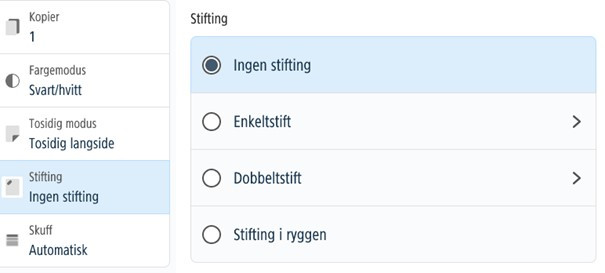 SKjermbilde for stifting av dokument