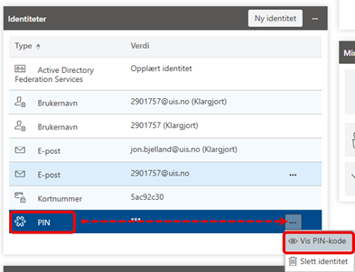 Identitetsmeny i Uniflow