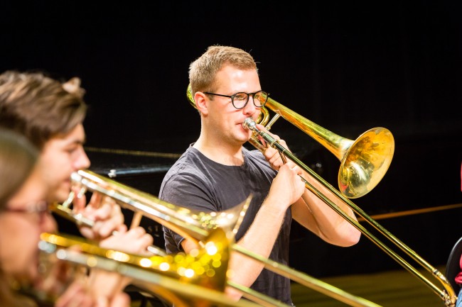 Trombonestudenter ved Fakultet for utøvende kunstfag, campus Bjergsted. Foto: Marius Vervik