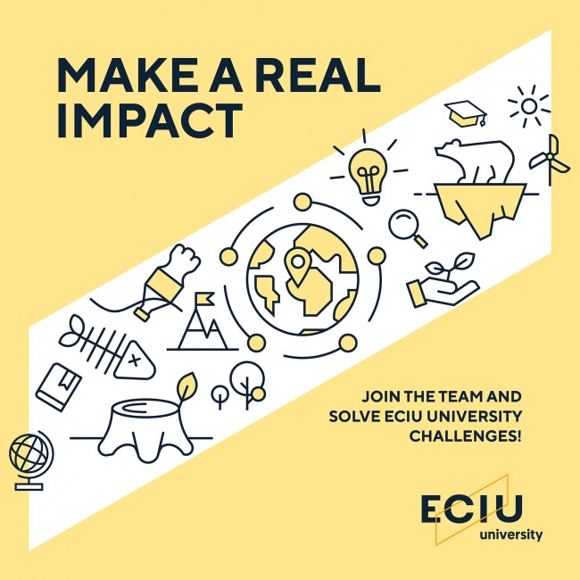 Yellow square banner that says Make a real impact