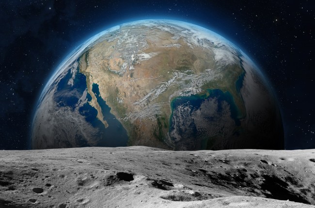 Jordkloden sett fra månens overflate