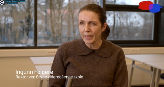 Skjermdump fra film med Ingunn Folgerø - Interact-prosjektet