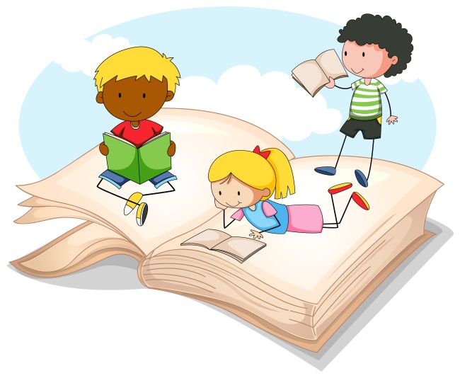 Tegning av barn som leser