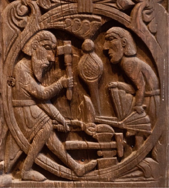 Figur 3, Utsnitt av portalen på Hylestad stavkirke datert ca. 1200 e.Kr.